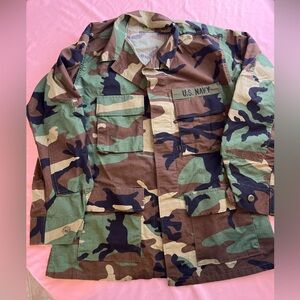 US Navy Woodland Camo Hot Weather Ripstop Combat Coat Size Medium Regular